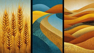 三幅田园风光艺术画作