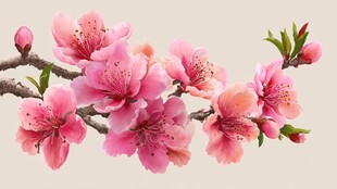 娇艳桃花枝上绽