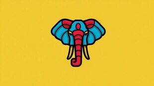 彩色大象头像插画