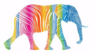 彩色条纹大象图案设计