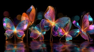 梦幻炫彩发光蝴蝶艺术图