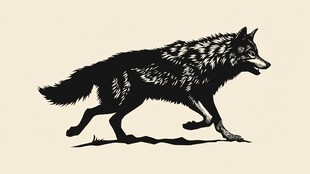 奔跑的黑狼插画