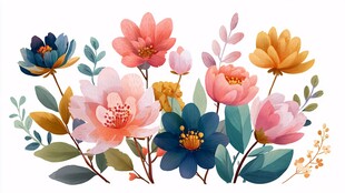 多彩花卉插画