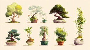 多样盆栽绿植艺术展示