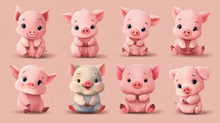 可爱小猪卡通形象集合
