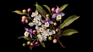 复古风花卉果实插画