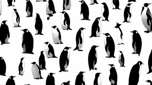 企鹅群黑白无缝图案