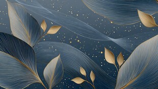 蓝金叶韵 梦幻自然纹理