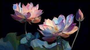 梦幻绚丽的多彩荷花绽放