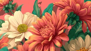 绚丽多彩花卉插画