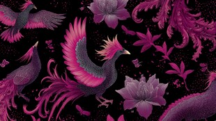 梦幻紫凤花卉图案设计