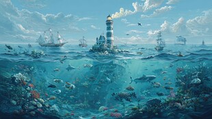 梦幻海洋灯塔与海底世界