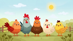 田园中可爱的一群小鸡