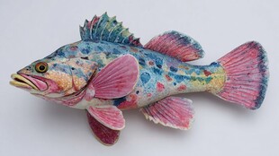 彩色艺术鱼雕塑摆件