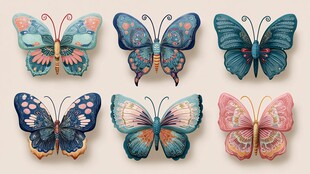 多彩手绘风立体蝴蝶饰品