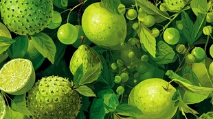 翠绿清新的多样绿色水果