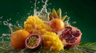 缤纷水果水花四溅瞬间