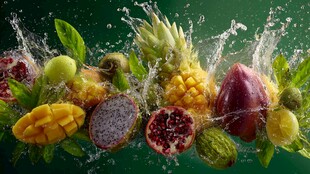 缤纷水果水花四溅瞬间