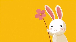 持花白兔的可爱瞬间