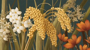 田园风花卉植物插画