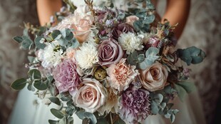 浪漫唯美新娘手捧花束