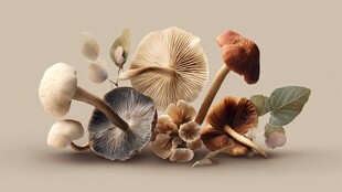 多彩蘑菇静物组合