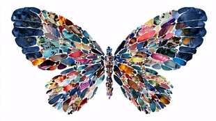 彩色拼贴艺术蝴蝶图案