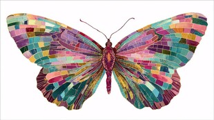 多彩马赛克风蝴蝶插画
