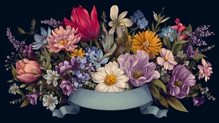 多彩花卉插画 典雅花束