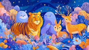 梦幻森林中的动物大聚会