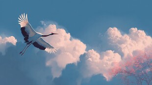 白鹤翔云间 悠然入画境