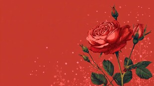 单枝红玫瑰的优雅绽放