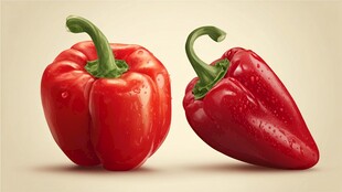 两个鲜红饱满的甜椒