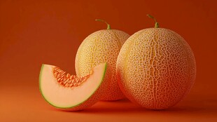 两个哈密瓜及一片切块