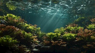 水下绿植景观 阳光透入水层