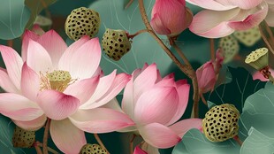 夏日盛开的娇艳粉色荷花