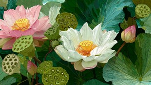 夏日荷花绽放美景