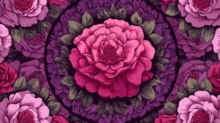 艳丽繁花构成精美图案