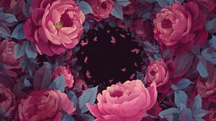 浪漫粉玫花丛中的梦幻景致