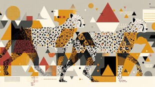 几何风格猎豹抽象艺术图