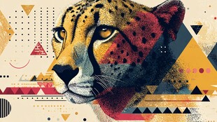 猎豹几何风插画艺术