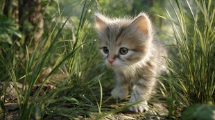 草丛中的可爱小猫咪