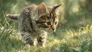 草丛中的可爱小猫咪