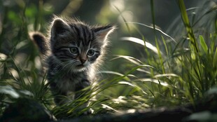 草丛中的可爱小猫咪