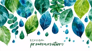 水彩绿叶水滴环保主题图