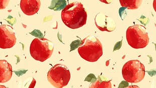 水彩风红苹果无缝背景图