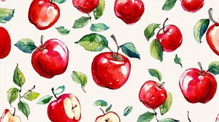 水彩风红苹果无缝图案