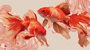 双尾金鱼灵动游弋