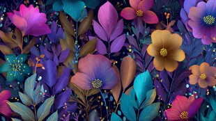 梦幻多彩花卉图案背景