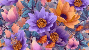 缤纷花卉图案 色彩绚丽迷人